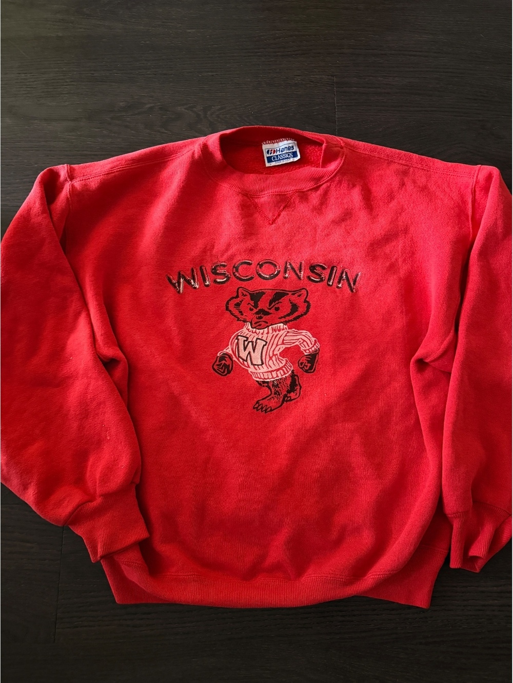 Vtg 90s Hanes Classics Wisconsin Badgers Crewneck L